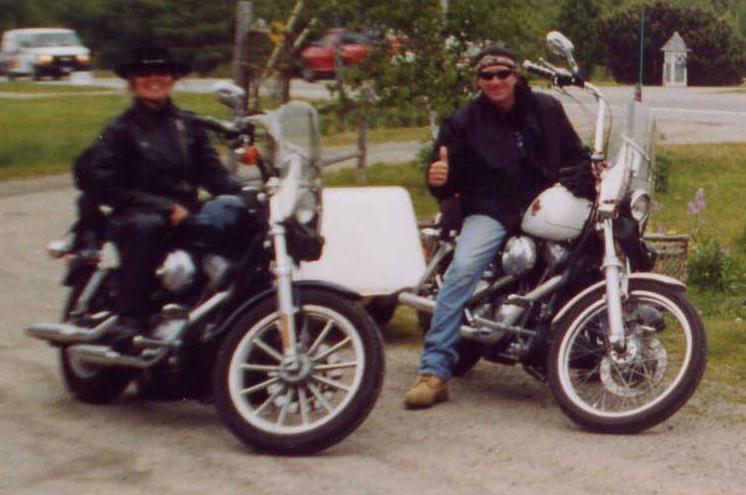 Bob and Cynthia, each on a motorcycle