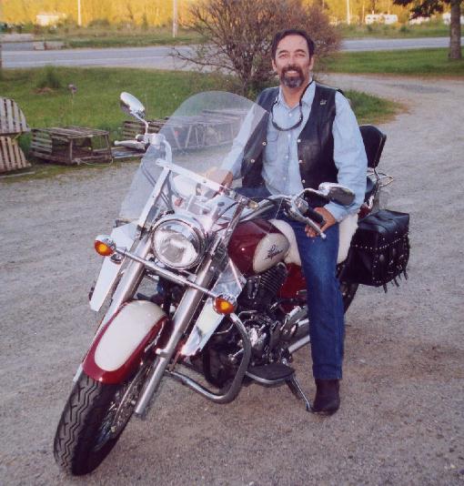 A smiling Paul Desjardins on his 2001 Yamaha V Star